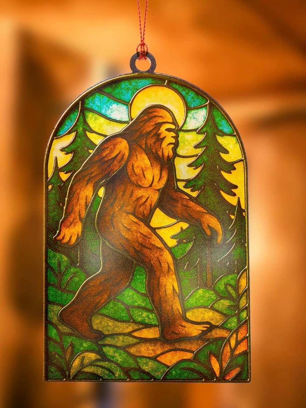 🎇Multi🎇Brown Bigfoot Stained-Glass Style Hanging Plaque (2/$10)